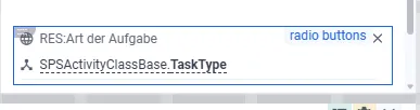 Screenshot: Layout-Editor zeigt das Feld jetzt als Radio-Buttons-Steuerelement