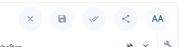Screenshot: Symbolleiste des Layout-Editors mit den Schaltflächen zum Speichern und Veröffentlichen